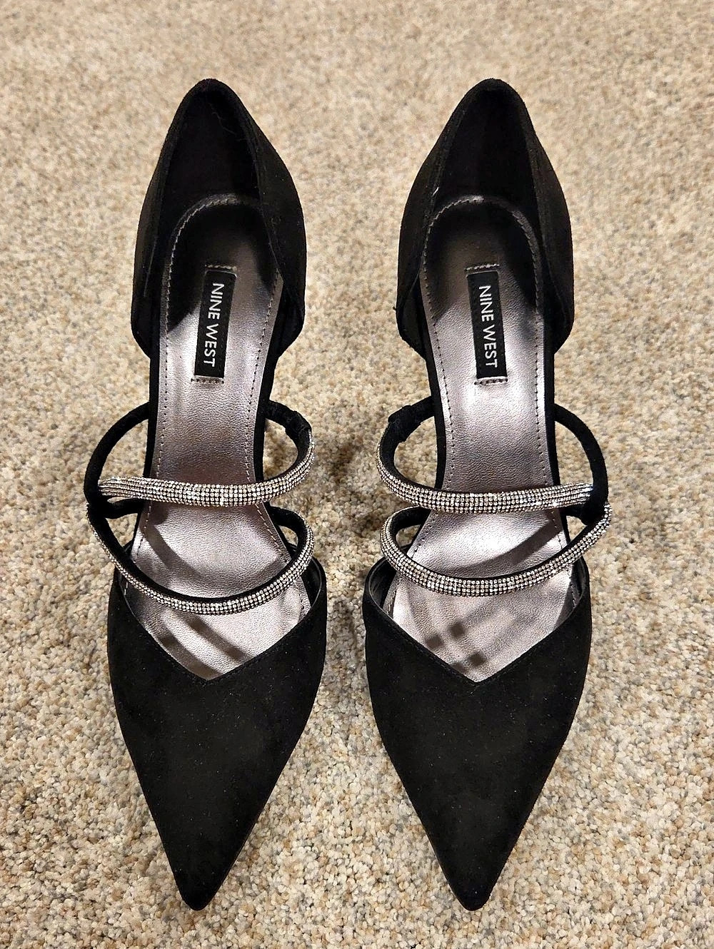 Nine West Sparks2 Rhinestone Strap Heels in Black US 9.5 M